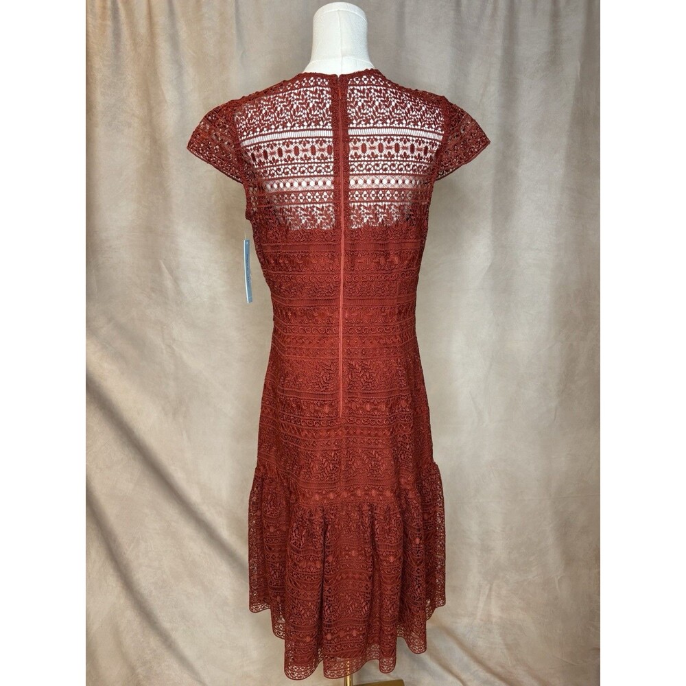 Antonio Melani Red Wine Lace Midi Dress NWT Size 8 Cocktail Party - Picture 3 of 7